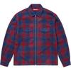 Studded Shadow Plaid Zip Up Shirt Navy