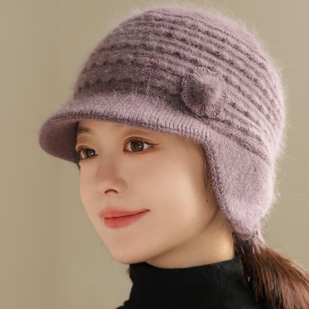 Women Fashion Winter Keep Warm Hat Female Dandy Beanie Hats For Women Casual Rabbit Fur Blend Knit Hat