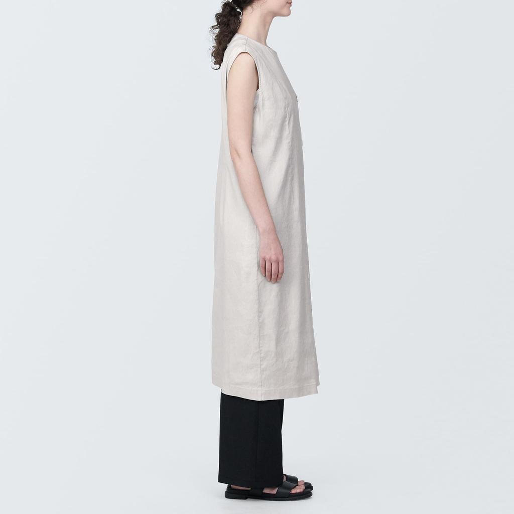 MUJI Women's Hemp Blend Stretch Gilet Dress, Light Gray, Size XS, BC2IHA4S