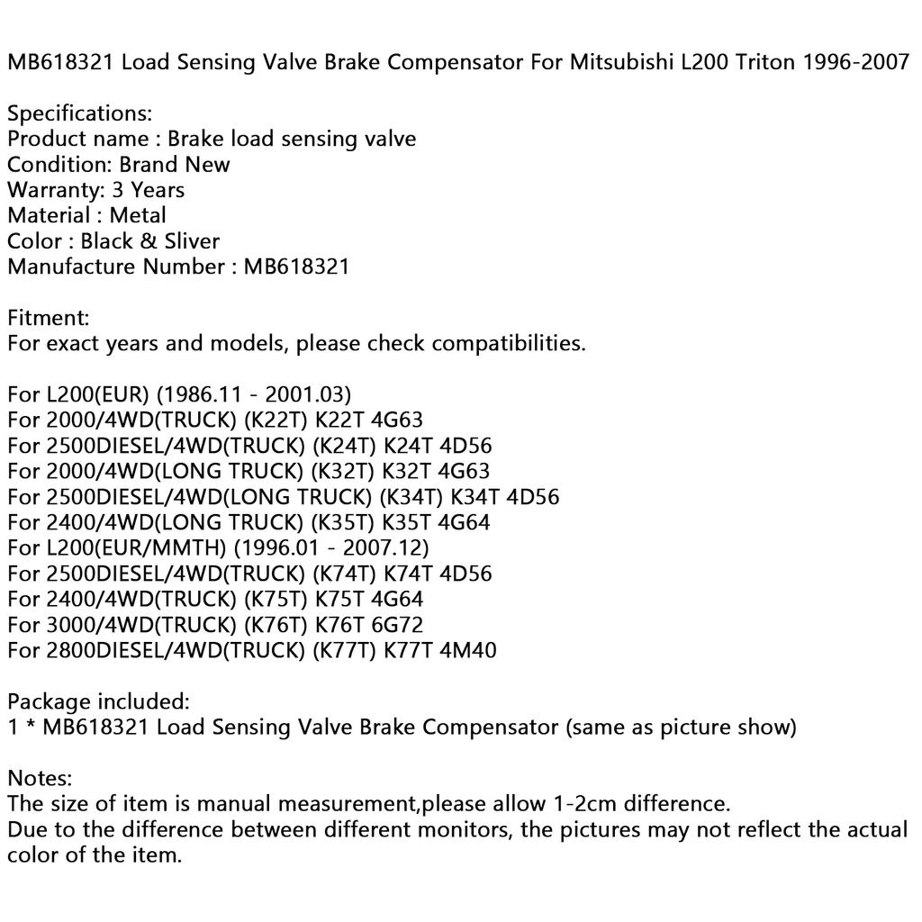 Czujnik obciążenia hamulców Zawór proporcjonujący MB618321 Dla Mitsubishi L200 Triton