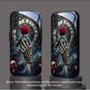 Skeleton Hand Holding Rose Pattern Tempered Glass Phone Case for Samsung Galaxy S26 S25 S24 S22 S21 S20 fe/plus/Ultra Anti Drop