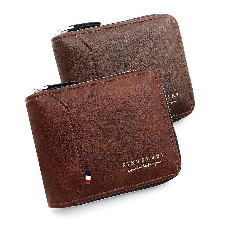 Fashion Splice Men's Short Wallet Chain Zero Wallet Multi Card Bag Zipper Men's Wallet