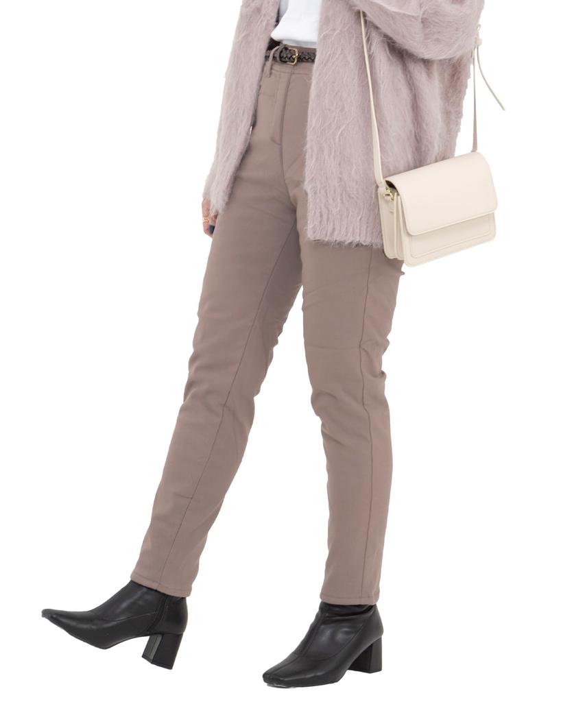 ACROSS Padded Warm Skinny Elastic Elastic Beige Women's Leggings, Pants, Leggings, Waist, Waist, 350-0312,