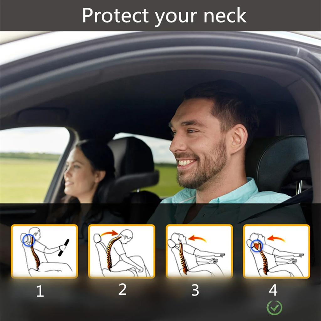 Nackenkissen fürs Auto, PU-Leder, 3D-Memory-Schaum-Füllung, Nackenstütze, Sitz-Kopfstützenkissen, Stützlösung für Kinder und Erwachsene