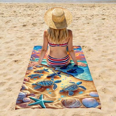 Sea Turtle Beach Towel Quick Dry Microfiber Sand Free Absorbent Lightweight Washable for Summer Pool Travel Vacation Kids
