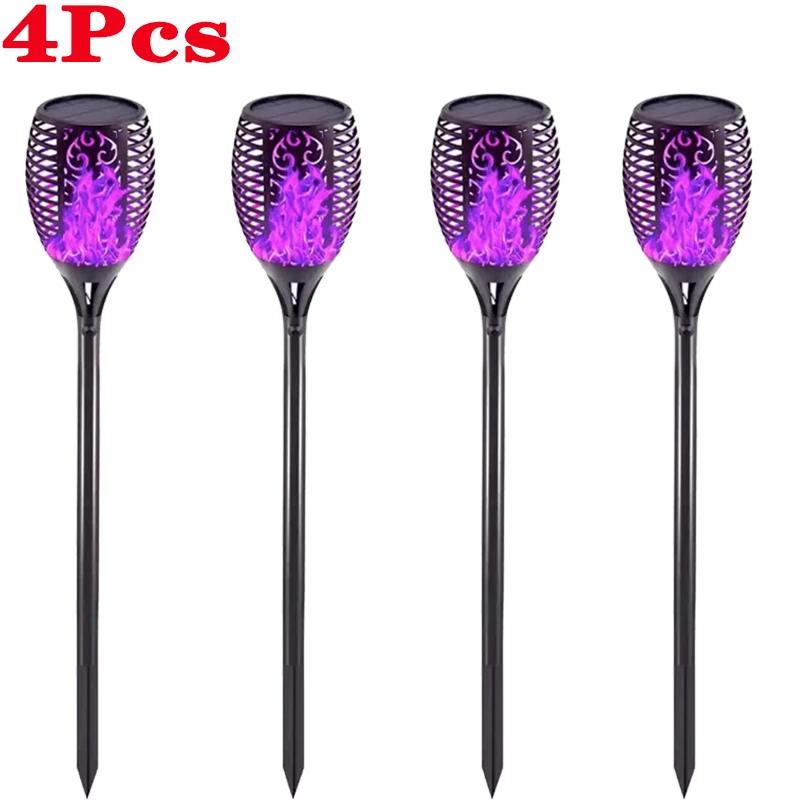 1/2/4/6/8Pcs 12/96LED Solar Flame Torch Lights Flickering Light Waterproof Garden Decoration Outdoor Lawn Path Yard Patio Lamps