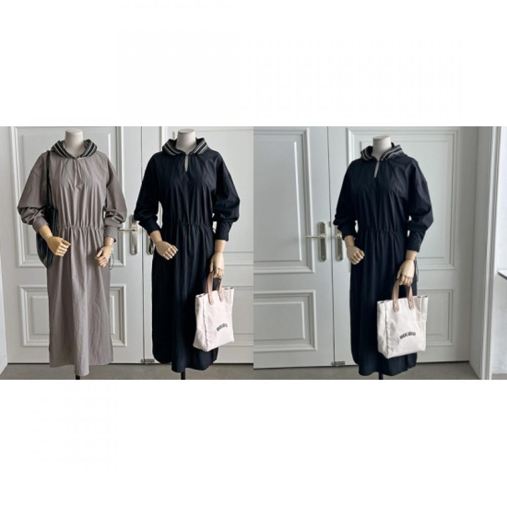 Shop Women S waiSt String Color Block Hooded Long dreSS Dgb Wdr 3718 Black