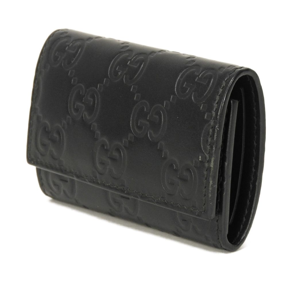 Used Guccissima 6-ring keychain (138093 7949) with double G embossing (9539) in black. Unisex. from Japan AUTHENTIC