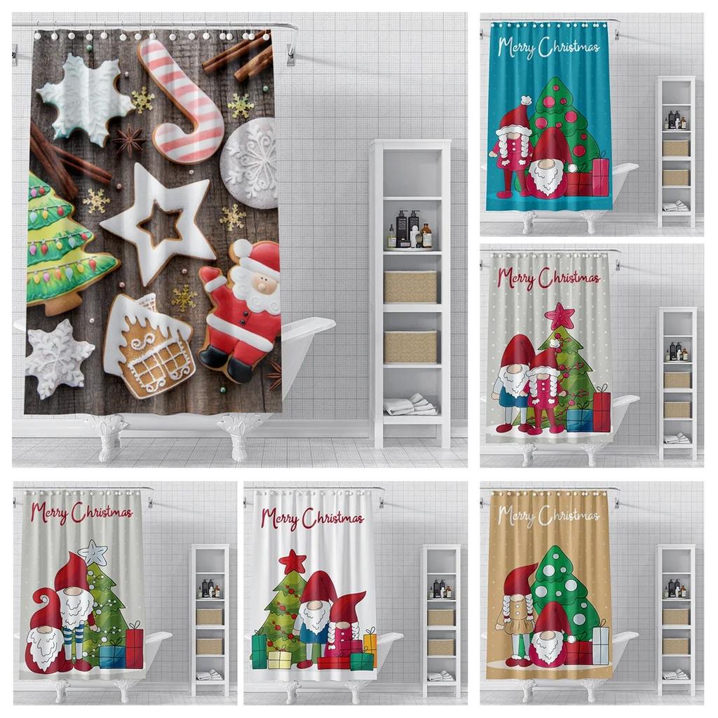 Home shower curtains for bathroom waterproof curtain fabric Modern Nordic style Living Room winter decoration Merry Christmas