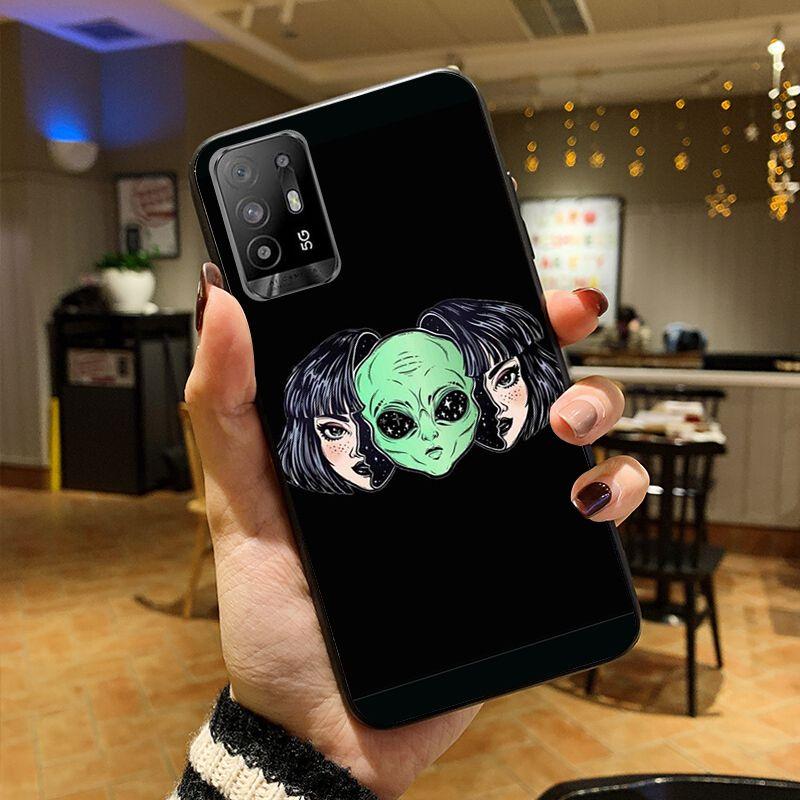 Funda Aesthetics Cartoon Alien Space Phone Cover For OPPO A74 A94 A3S A5S A9 A12 A15S A52 A53S A72 A73 2020 A91 5G Cases Coque