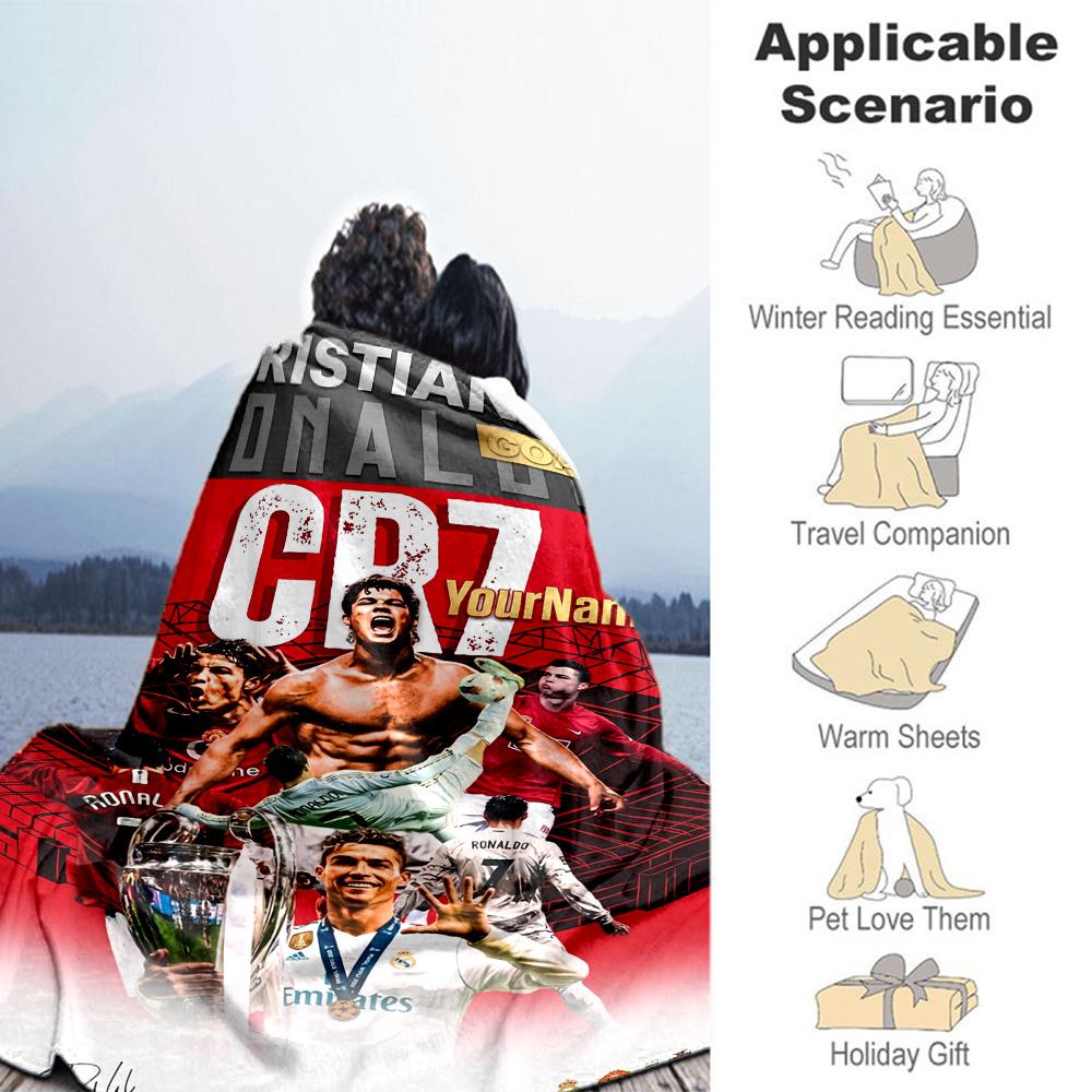Cristiano Ronaldo 135 Customize Your Name Blanket Throw Personalized Blanket Durable Comfort Great for Bedding Sofa Office Chair Chair