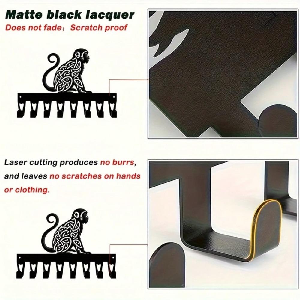 Celtic Monkey Coat Rack Heavy Iron Wall Hooks with 8 Hangers for Entryway Living Room Bedroom