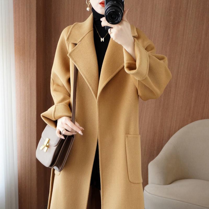 2023 Women's Mid-Length Oversized Double-Faced Cashmere Wool Coat