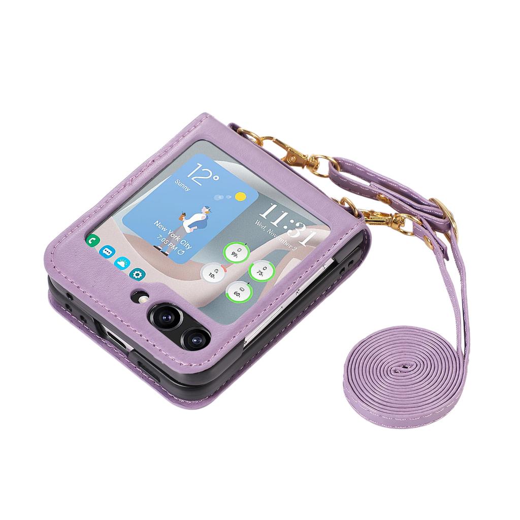 Applicable To Samsung Z Flip5Phone Case Foldable Flip4Crossbody Phone Case with Card Slot Protection