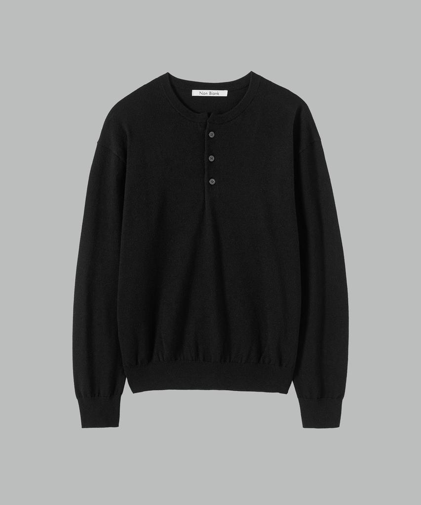 NONBLANK Washable Henley Neck Knit_Black