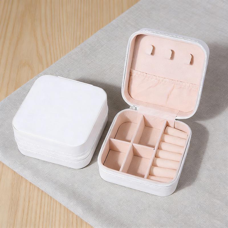 Portable Travel Jewelry Box - Mini Pu Leather Case With Soft Velvet Interior Compact Organizer For Rings Earrings Necklaces