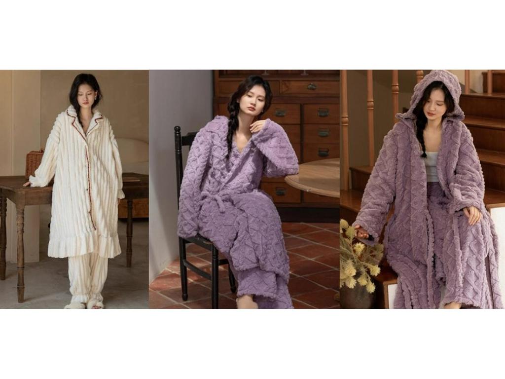 Cozy Maternity Robe & Nursing Nightgown with Breast Pads - Warm, Postpartum Cardigan & Confinement Dress