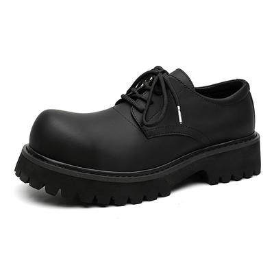 Herren Großer Kopf Derby Lässige Leder Schuhe mit Hoher Plateau Herbst Winter Neu Designer Mode Schwarze Anzugschuhe für Herren