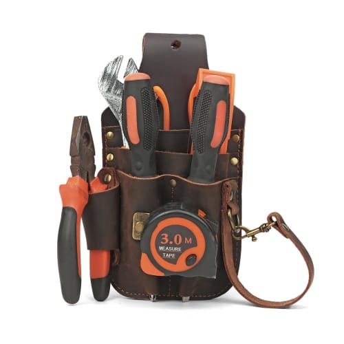 TOURBON Leather Tool Bag, Multi-Purpose Pocket, Compact Design