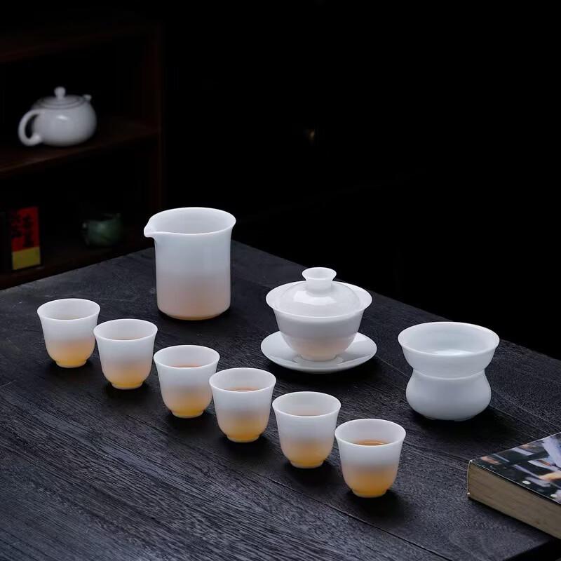 Yuzhuxun Dehua Mutton Fat Jade White Porcelain Gongfu Tea Set
