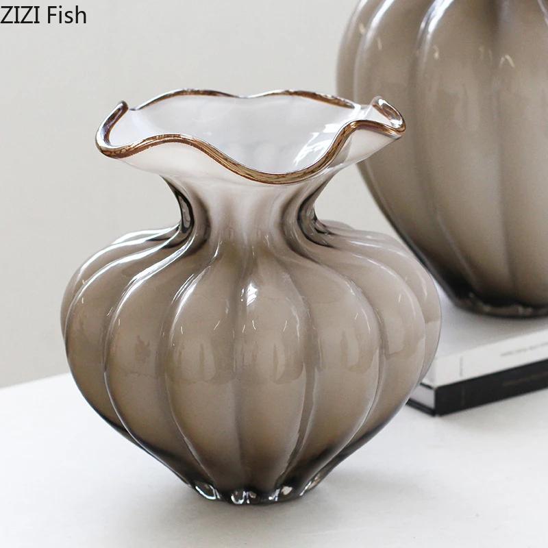 Floral Bud Glass Vase Hydroponics Plant Pot Table Decoration Flowers Arrangement Artificial Flower Vases Room Aesthetic Decor