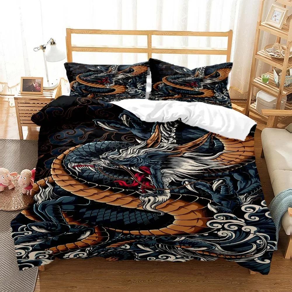 3D Dragon Tier Printed Queen Bedding Set King Size Bedding Set Soft and Comfortable Bedding Set Luxury