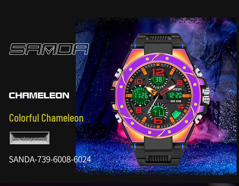 SANDA 739 Men's Dual Display Multi-function Waterproof Sports Watch