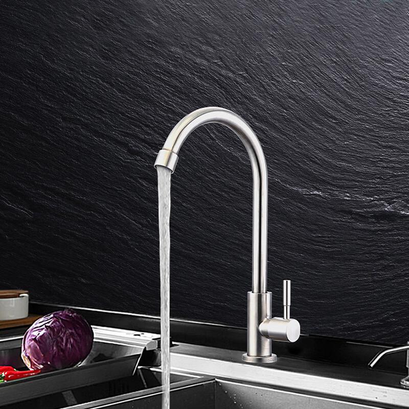 TLXT Single Cold High Arc Swivel Kitchen Faucet