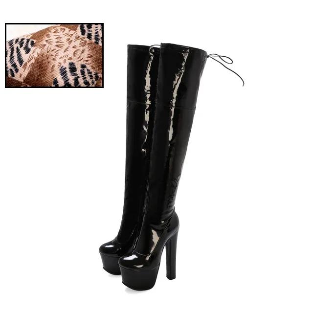 Fashion Rimocy Women Platform Over The Knee Boots Sexy 17CM Super High Heels Red Patent Leather Long Boots Woman 2025 Winter Black Shoes