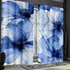 2pcs Blue and Silvery Watercolor Flower Curtains   Thermal Insulated Blackout Drapes