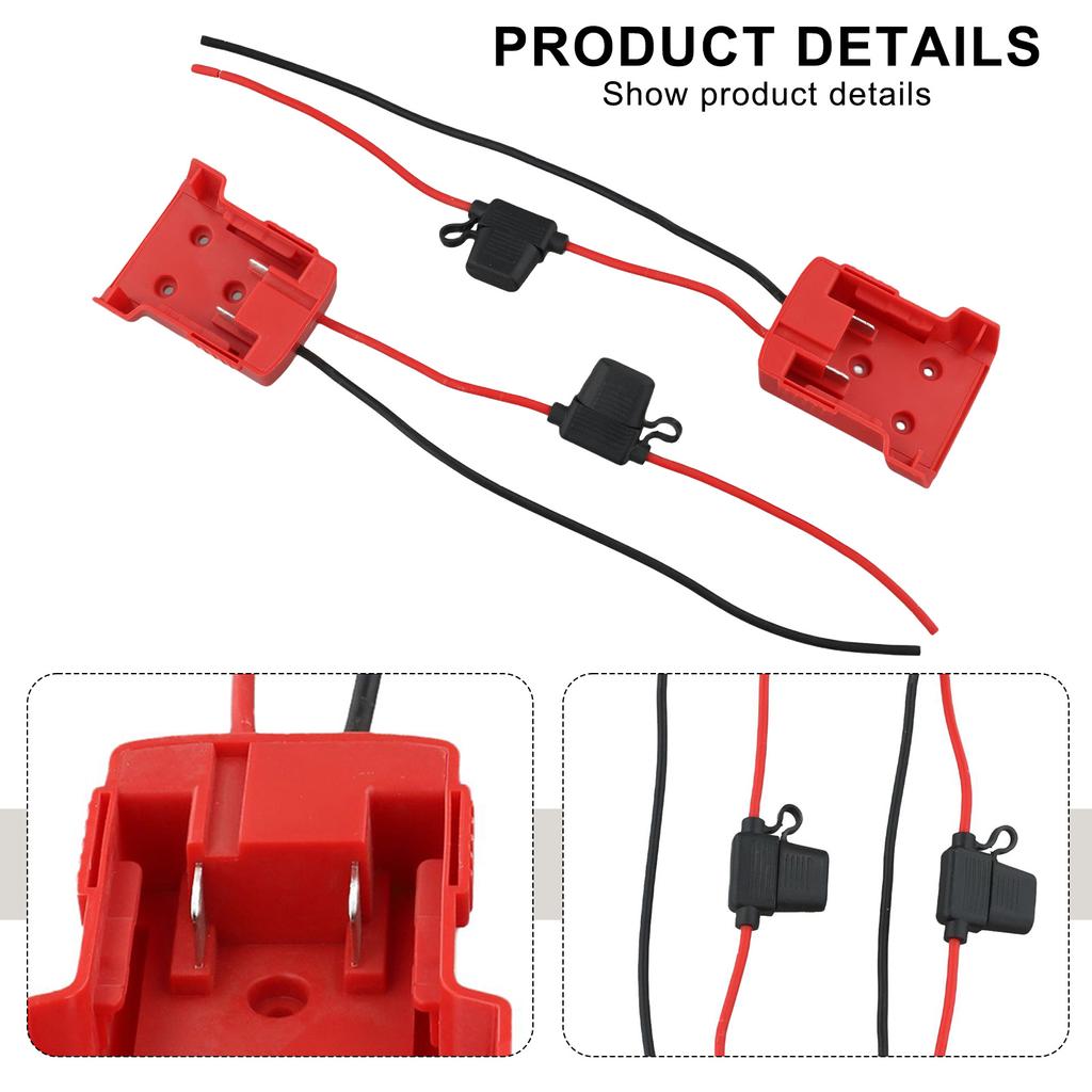 18V Battery Adapter Pair with 30A Fuse for DIY Projects Fits 14 4V 18V 20V MAX Lithium Ion Batteries Plastic Material