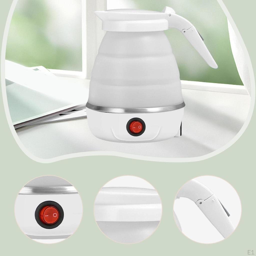 Foldable Electric Kettle Compact Water Boiling for Travel Hotels Offices White
