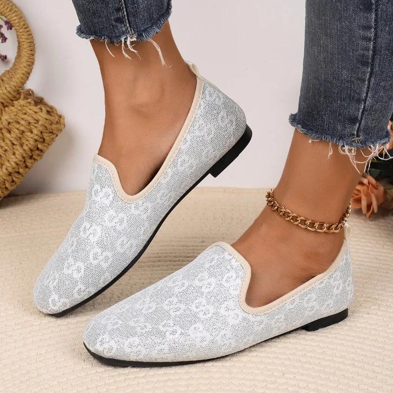 Shoes for Women 2025 High Quality Slip On Women's Flats Plus Size Casual Flats Women Round Toe Soft Bottom Outdoor Ladies Shoes