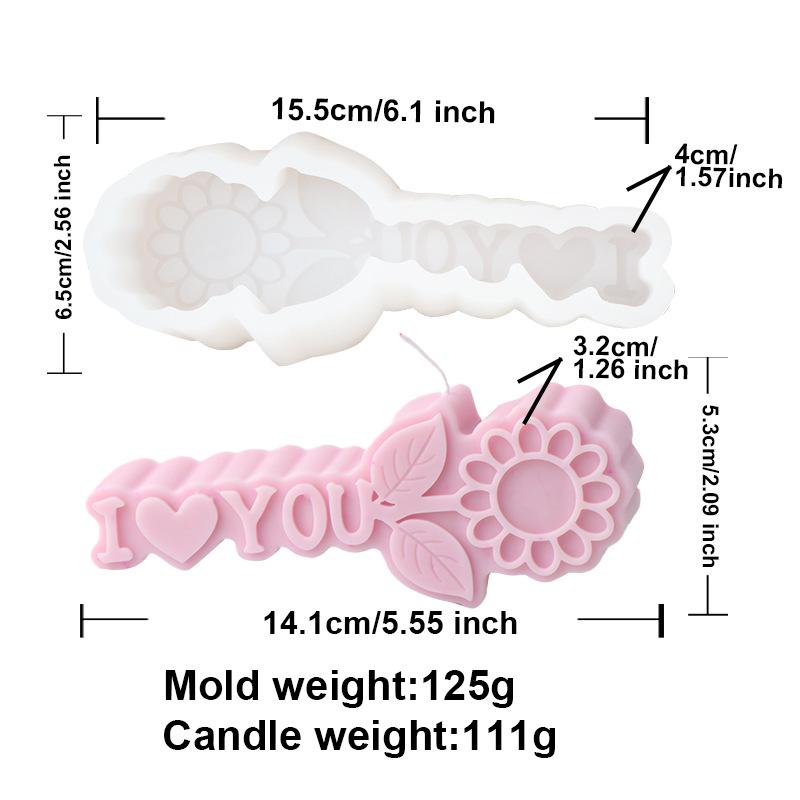 DIY Rose Heart Candle Molds 2D Love Slogan Aromath Soap Resin Mold Chocolate Cake Baking Tool Valentine's Day Decoration Gifts