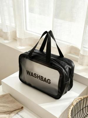Wasserdichte PU-Kosmetiktasche für Damen mit großem Fassungsvermögen - Transparentes, verdicktes Design für Nass- und Trockentrennung