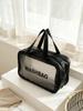 Women's Large-Capacity Waterproof PU Makeup Bag - Transparent, Thickened Design for Wet & Dry Separation