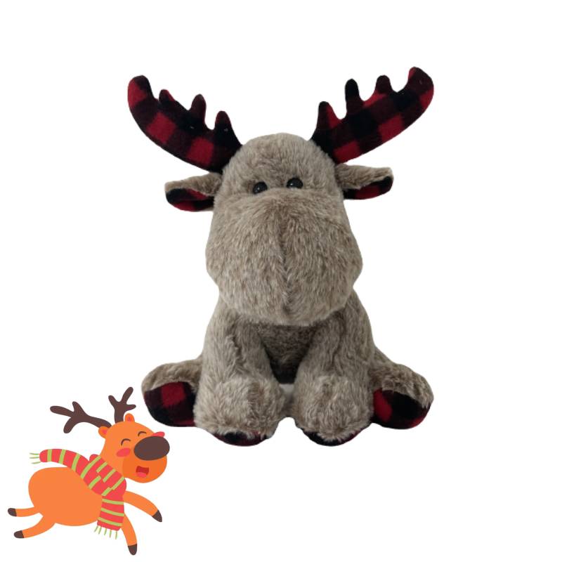 Christmas 12 Inch Antlers Can Bend Brown Reindeer Plush Toys Holiday Gifts