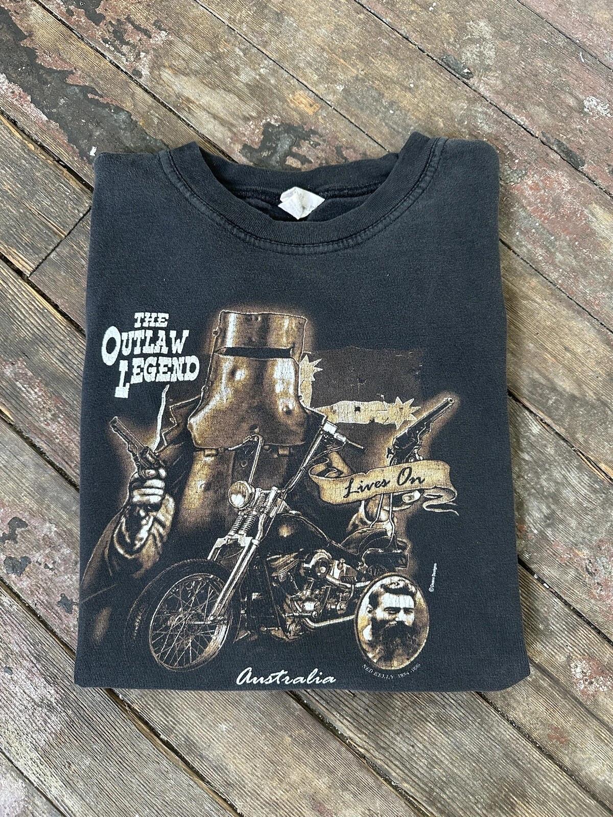 Vintage Ned Kelly T Shirt Men’s Large Black Legend M