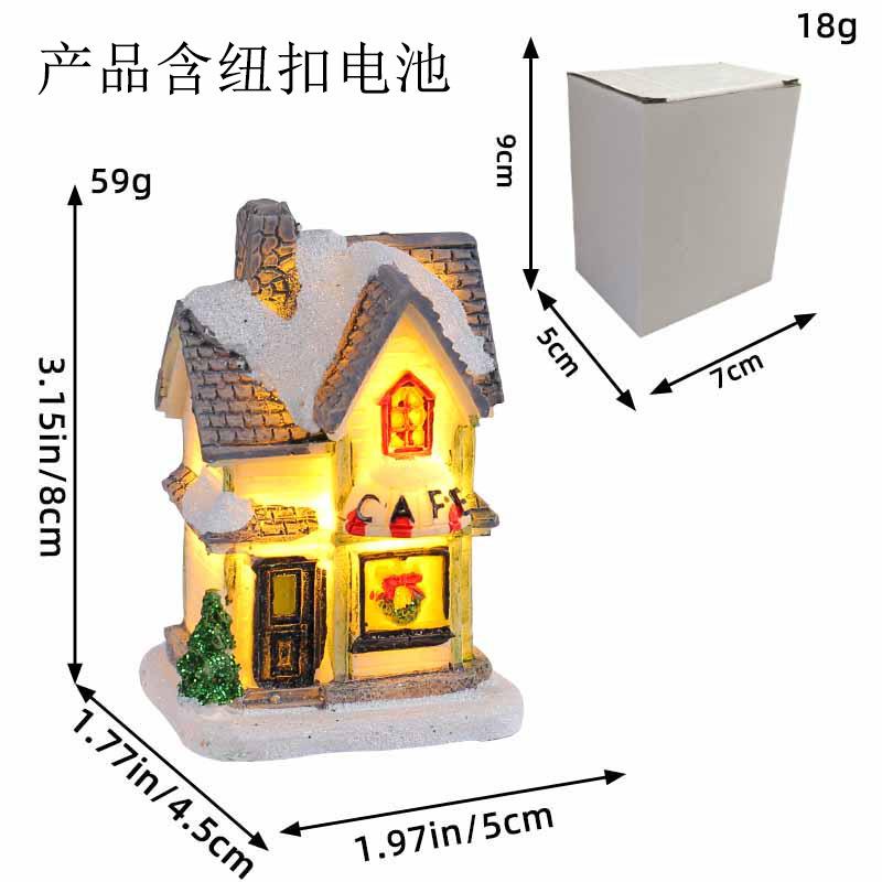 Jingchen new Christmas decorations resin hut colorful luminous house tabletop ornament