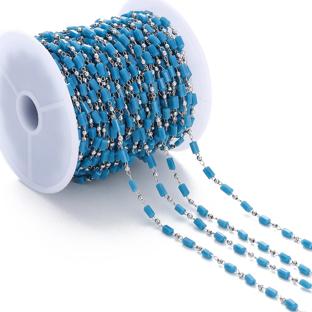 1Meter Bohemian Necklace Chain Cuboid Cube Beads Chains for DIY Necklace Bracelets Jewelry Making Accessories Handmade Chain