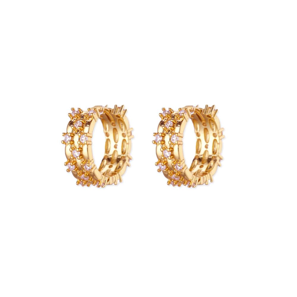 Pave Zirconia Small Hoop Earrings for Women Gold Color Geometric Piercing Earrings  Wedding Jewelry Gift