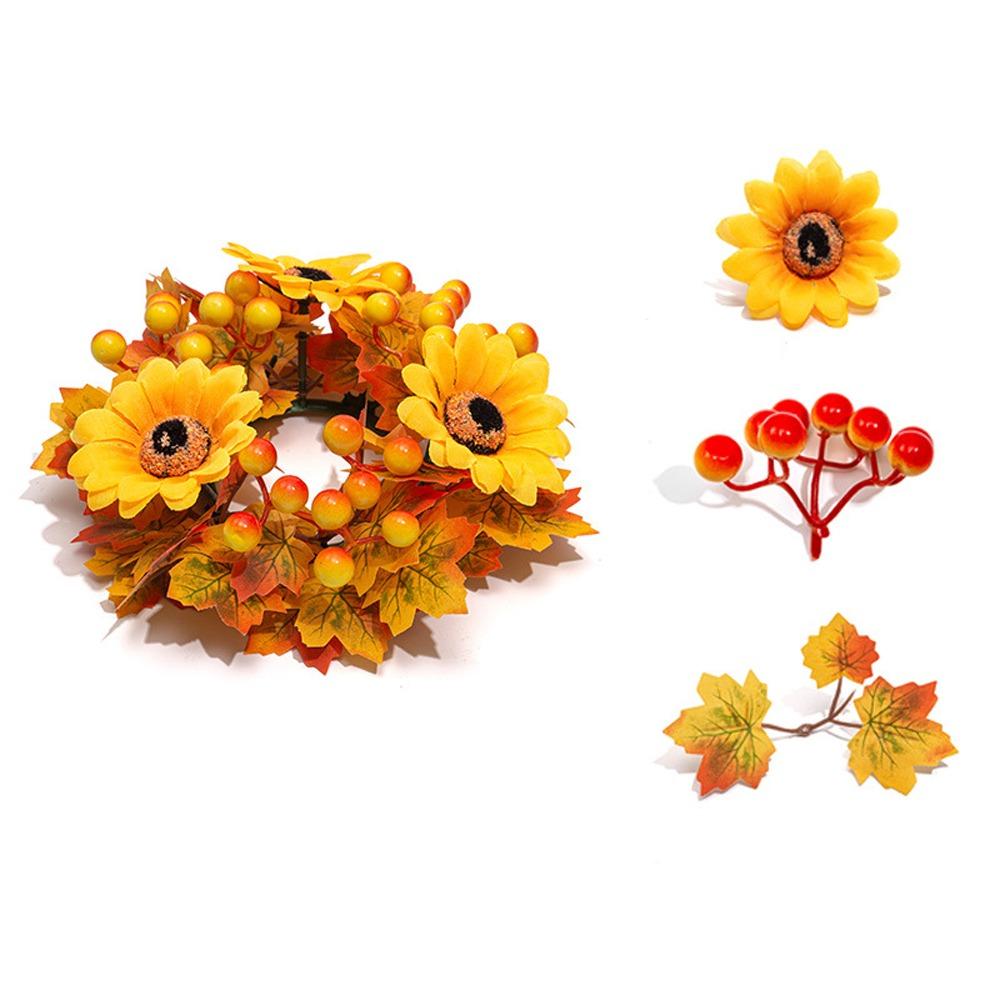 Fade Resistant Artificial Maple Mini Wreath Rustic Harvest Wreath Pumpkin Garland  Tabletop Decor