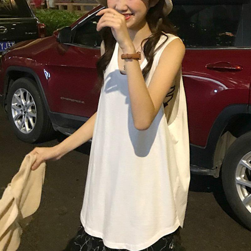 

Женский летний жилет без рукавов в корейском стиле: Сексуальный, свободный топ верхней одежды One Size белый