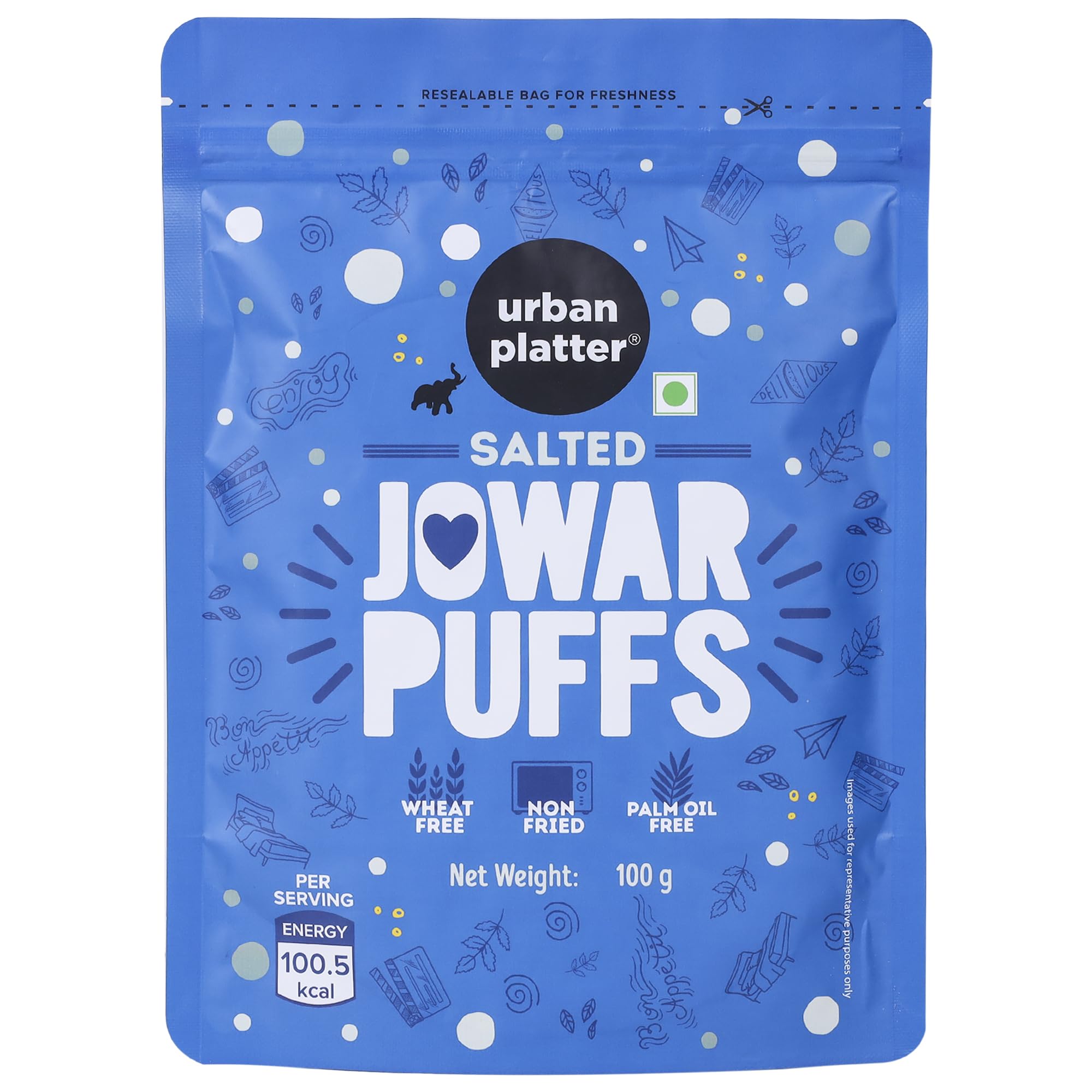 

Urban Platter Jowar Puffs, 100g (Gluten-Free | Palm Oil-Free | Baked, Not Fried | Light & Crunchy | Sorghum Puffs)