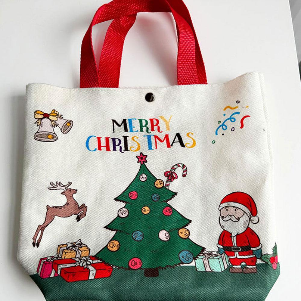 Christmas Gift Bag Cartoon Santa Claus Elk Xmas Tree Handheld Canvas Bag Merry Christmas Decor Natal Navidad Happy New Year 2026