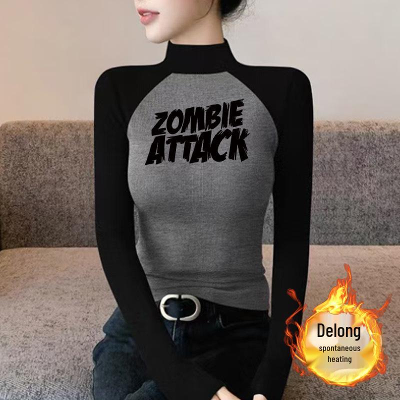 

Женская шикарная футболка из немецкого бархата реглан с цветными блоками, приталенная, с длинным рукавом и воротником-стойкой L (105-115 lbs)