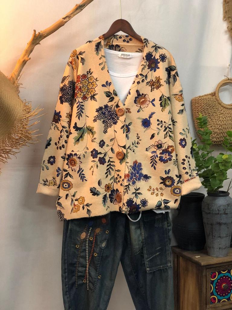 Factory new autumn and winter cute printed imitation mink velvet jacket women's Korean version loose lazy sweater