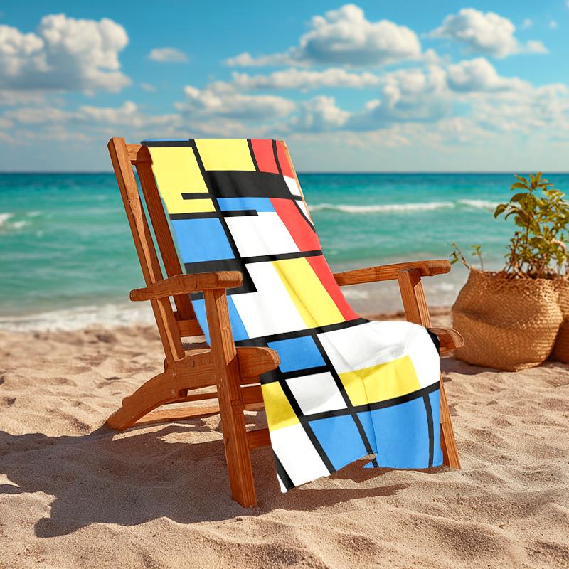 1Pc Abstract Composition Beach Towel, Quick Dry, Multi-Use for Beach Pool Gym Yoga Home Travel, Christmas, Halloween, Xmas Gift M92849