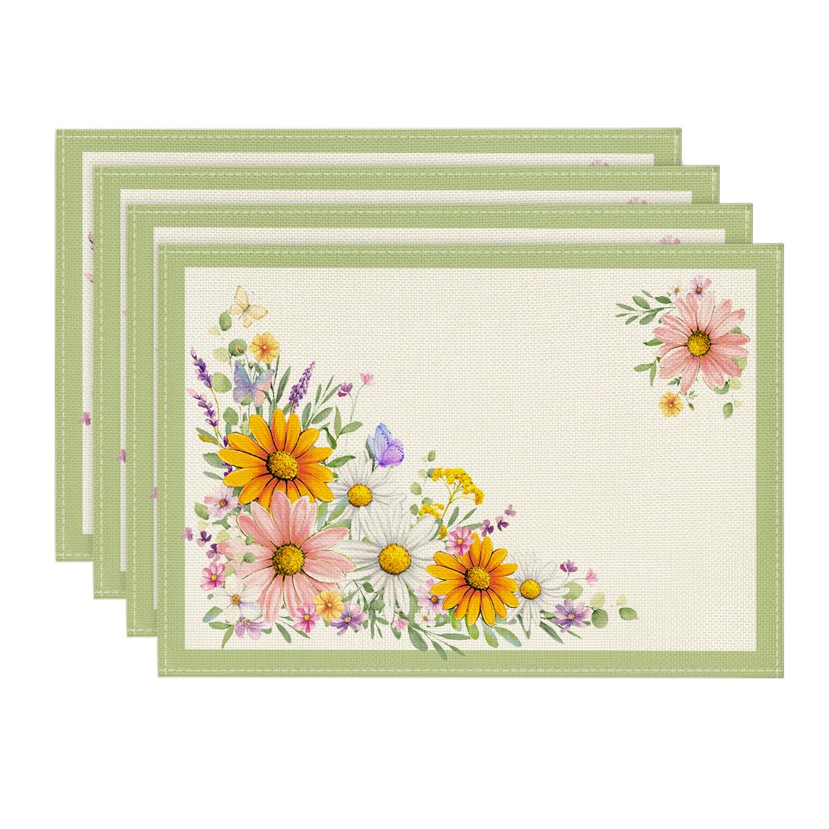 

Pink Sunflowers Butterfly Spring Placemats Set of 4, 12x18 Inch Seasonal Summer Holiday Table Mats for Party Kitchen Dining Decoration 12 x 18 , Rectangular 4 Pcs