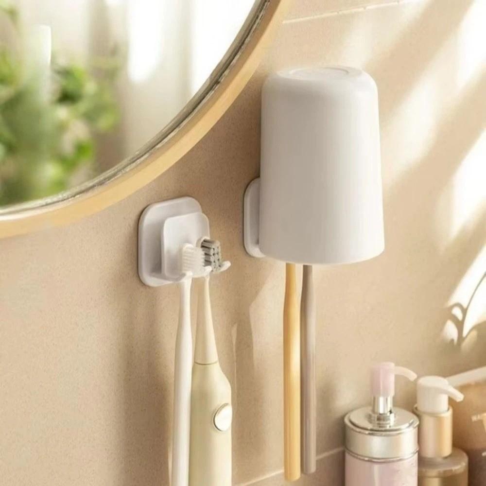 2PCS Punch-Free Bathroom Toothbrush Holder Plastic Toothbrush Shelf  Bathroom